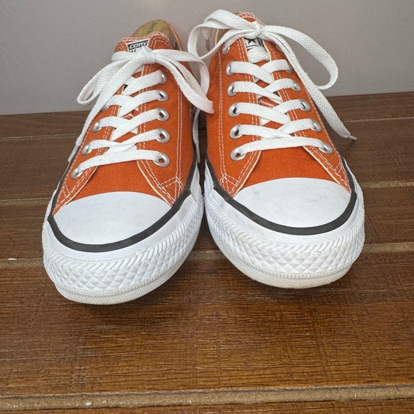 Converse Chuck Taylor All Star Low Top Orange Canvas Sneakers Womens 10 Mens 8 - Picture 7 of 9
